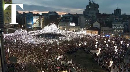 Thousands protest against the government in Serbia