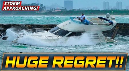 BOAT HEADS OUT TOO LATE! THE STORM CLOSES IN! | HAULOVER INLET | WAVY BOATS