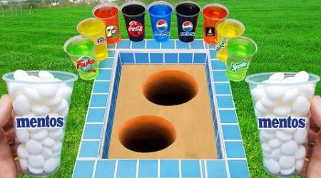 Pepsi Pepsi VS Coca Cola of Fanta vs Popular Sodas! Double Underground Sprite And Mentos İn The Pool