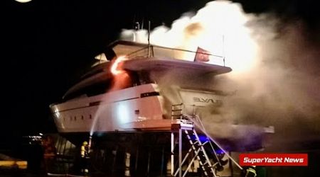 Luxury Yacht Burns in Dry Dock | SY Clips