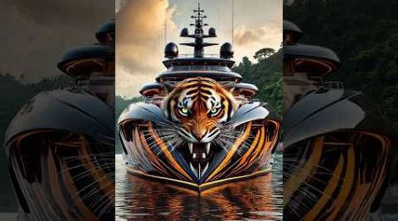 Animals+yacht.(Tiger,crocodile,lobster,otter)