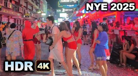 [ HDR 4K ] Pattaya beach SOI 6 and Fireworks New Years NYE Countdown 2025 - Virtual Walk Thailand