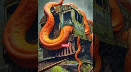 AI Travel Discovery | Orange Python attacking Train | Amazon Jungle #shorts #trending #art