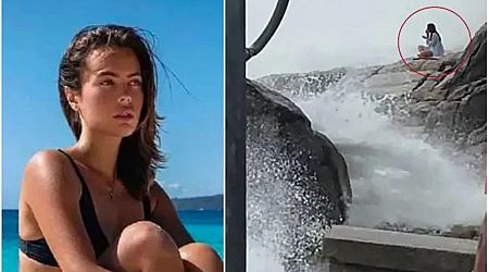 Russian actress Kamilla Belyatskaya swept away to her death by a giant wave while meditating on yoga mat on cliffside beauty spot