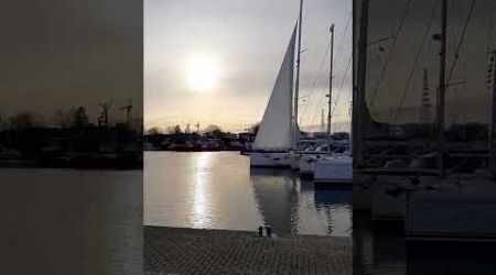 Sailing yachts at winter time.