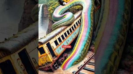 AI Travel Relaxing | Natural Discovery | Rainbow Python vs Train #shorts #trending #art