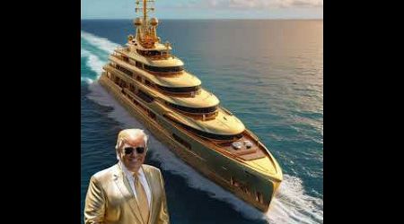 Trump owns the only solid Gold Yacht in the World in 2025 #trump