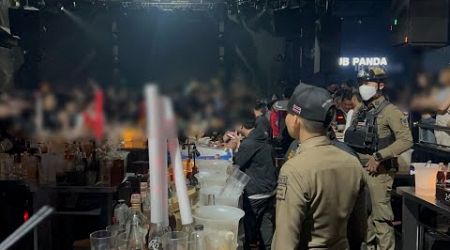 Chonburi governor leads large raid on Pattaya nightclub, 39 people detained for illegal drugs.