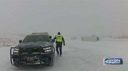 Blizzard conditions impacting travel in Kansas