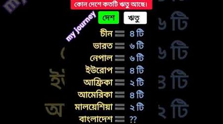 কোন দেশে কতগুলো ঋতু রয়েছে #shortsviral #gk #gkquiz #shorts #education