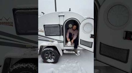 Tiny camping in the snow #rvlife #camping #travel #snow #tinyhouse