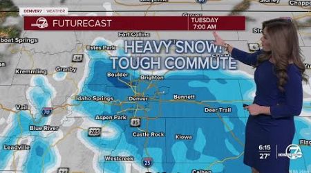 Steady snow in Denver metro overnight; tricky travel Tuesday morning