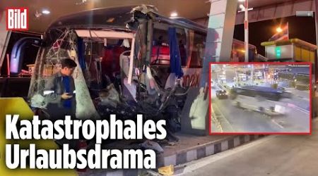 THAILAND: Reisebus crasht in Mautstelle