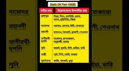 বিভিন্ন নদীর উপনদী (Static GK Part-100 B) #shorts #education #gk