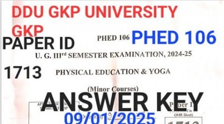 PHED 106 ANSWER KEY SUBJECT PHYSICAL EDUCATION AND YOGA DDU GKP UNIVERSITY GKP U.G.3RD SEMESTER