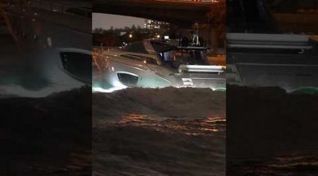 Awesome ending to the night capture of this Riva Domino 86 yacht at the Haulover Inlet