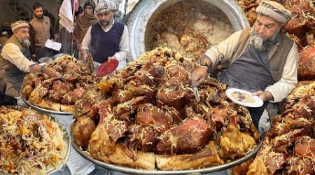 70 Year&#39;s Old Man Selling Most Delicious Peshawari Beef Pulao - Popular Golden Meat Pulao Mountain