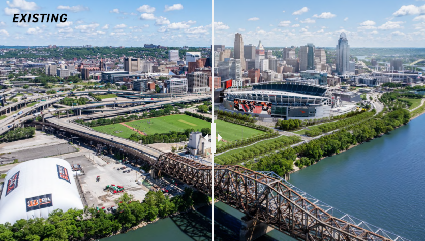 Compare Bengals' Paycor Stadium to renovation plan with before and after photos