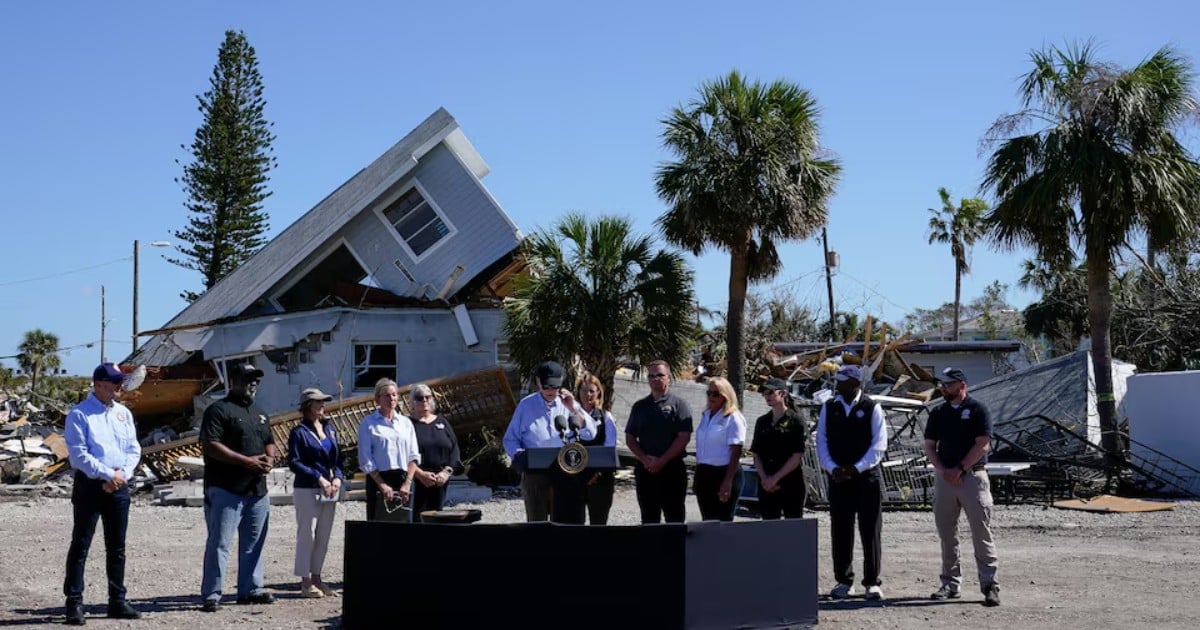 Hurricane Milton: Biden tours Florida's storm-hit streets as debris piles up