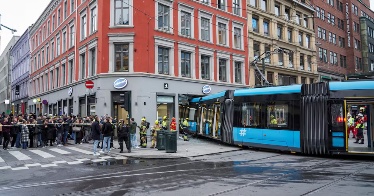 Tram derails and crashes into store in Oslo, injuring 4