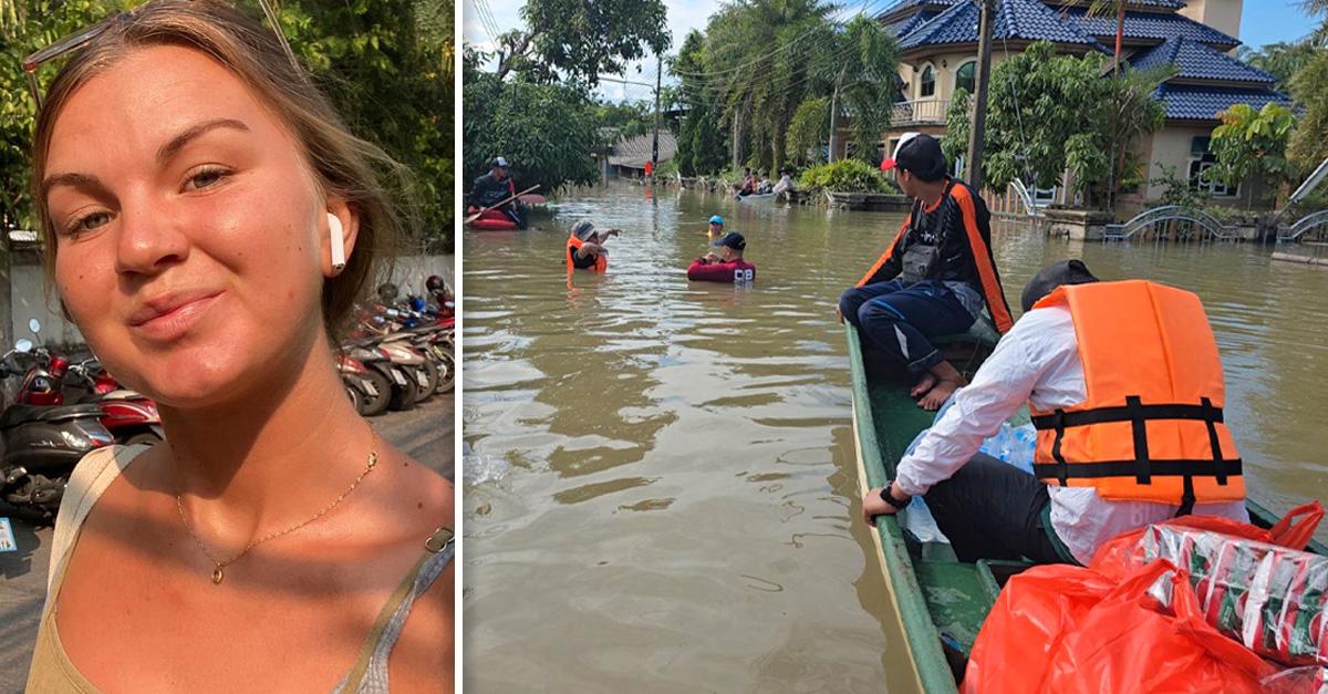 Adina, 24, mitt i regnkaos i Thailand: ”Kläderna möglar”