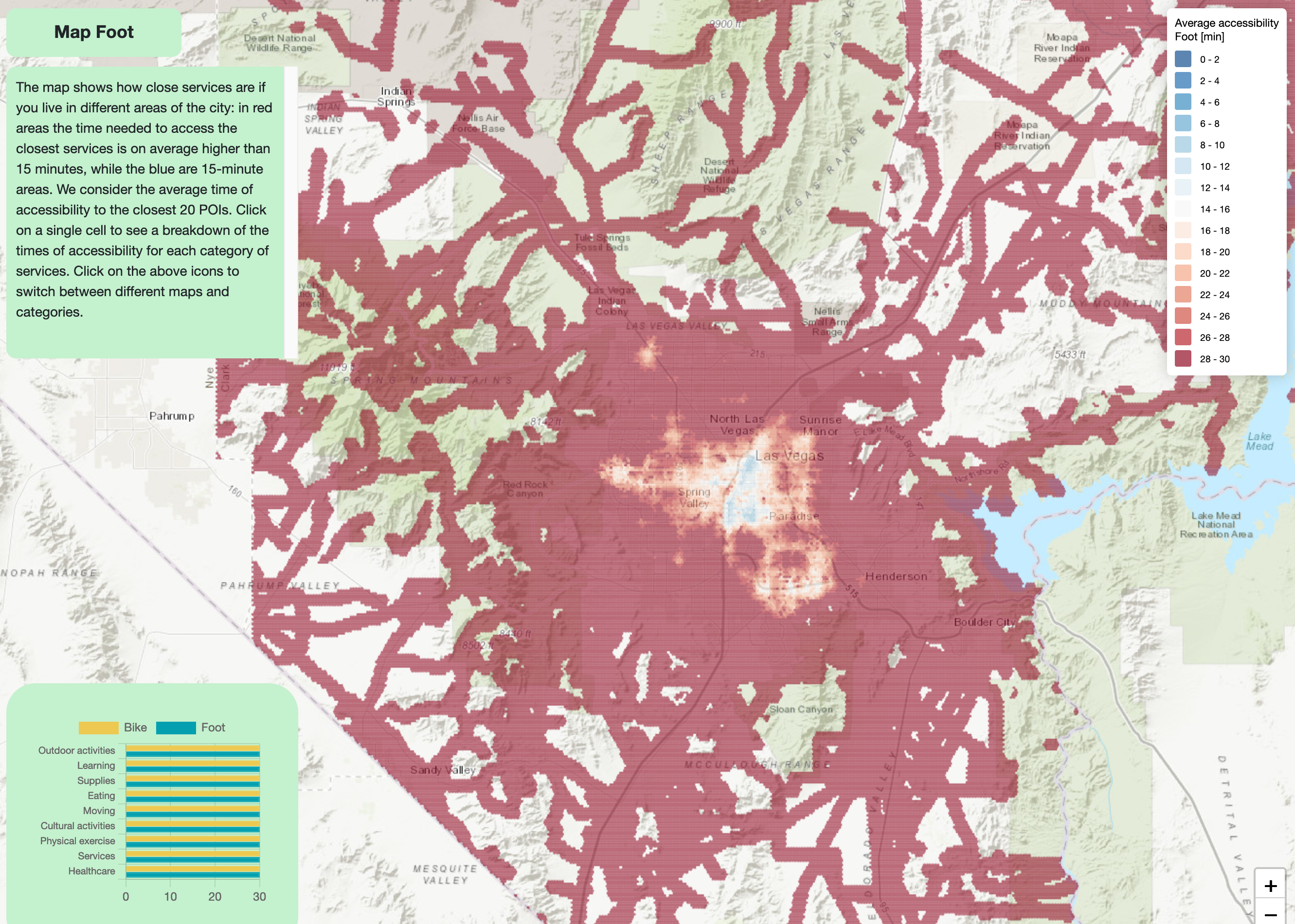 Map of walkable neighborhoods