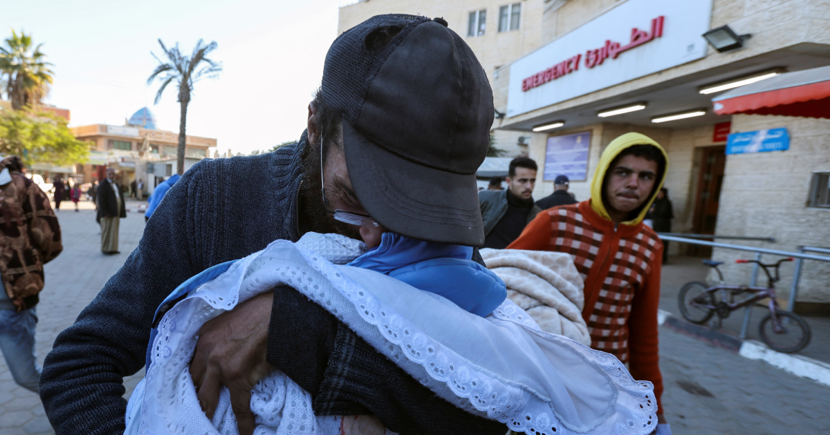 Displaced Gaza newborn freezes to death and twin fights for his life as rain floods tents